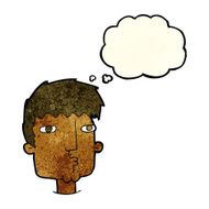 cartoon curious man with thought bubble N19