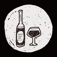 wine bottle doodle N10