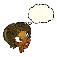 cartoon pretty female face with thought bubble N27