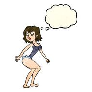 cartoon woman in lingerie with thought bubble N12