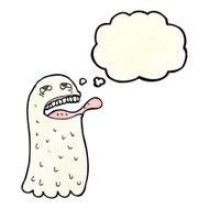 cartoon funny ghost with thought bubble N5