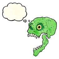 cartoon scary skull with thought bubble N6