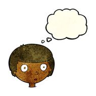 cartoon curious boy with thought bubble N11