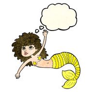 cartoon pretty mermaid with thought bubble N11