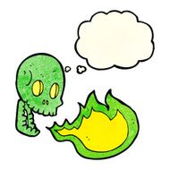 cartoon fire breathing skull with thought bubble N2