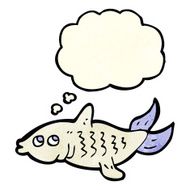 cartoon fish with thought bubble N22