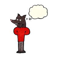 cartoon wolf man with thought bubble N8