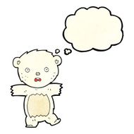 cartoon shocked polar bear cub with thought bubble N2