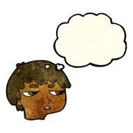 cartoon annoyed boy with thought bubble N11