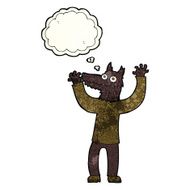 cartoon wolf man with thought bubble N10