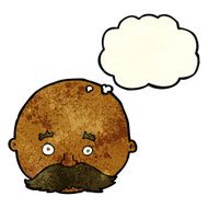 cartoon bald man with mustache thought bubble N5