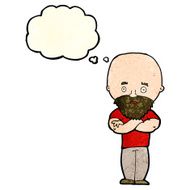 cartoon shocked bald man with beard thought bubble N3