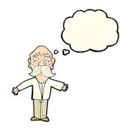 cartoon disappointed old man with thought bubble N3