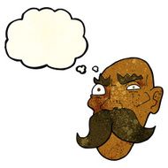 cartoon angry old man with thought bubble N38