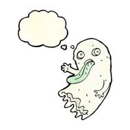 gross cartoon ghost with thought bubble N4