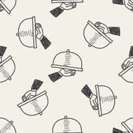 food tray doodle seamless pattern background