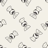 chef doodle seamless pattern background N3