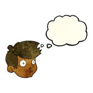 cartoon staring boy with thought bubble N8