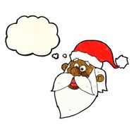 cartoon jolly santa claus face with thought bubble N3