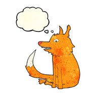 cartoon fox sitting with thought bubble N2