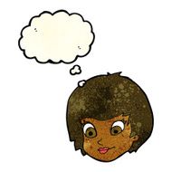 cartoon female face with thought bubble N42