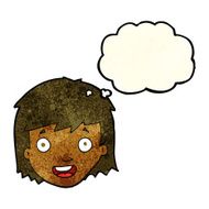 cartoon happy female face with thought bubble N55