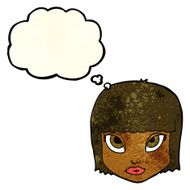 cartoon female face with thought bubble N44