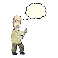 cartoon angry old man with thought bubble N39