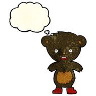 cartoon black bear cub with thought bubble N18