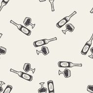 wine bottle doodle seamless pattern background N3