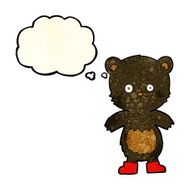 cartoon black bear cub with thought bubble N19