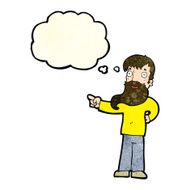 cartoon man with beard pointing thought bubble N4