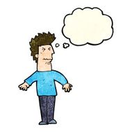 cartoon stressed man with thought bubble N21