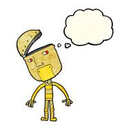 cartoon robot with thought bubble N34