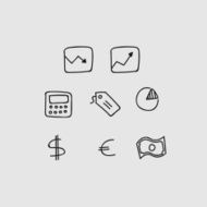 financial icon set doodles
