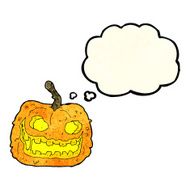 cartoon spooky pumpkin with thought bubble N5