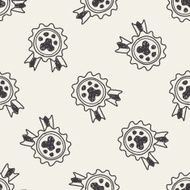 pet medal doodle seamless pattern background N2