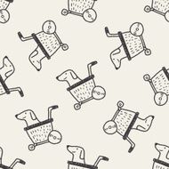 doodle dog stroller seamless pattern background N2