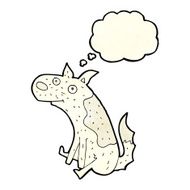 cartoon sitting dog with thought bubble N3