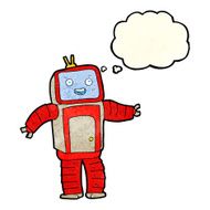 cartoon robot with thought bubble N35