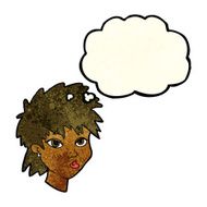 cartoon curious girl with thought bubble N3