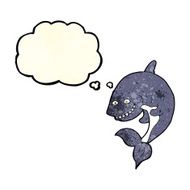 cartoon shark with thought bubble N9