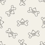 doodle dog bone banner seamless pattern background