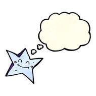 cartoon happy star character with thought bubble N7