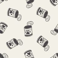 doodle dog food can seamless pattern background
