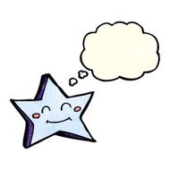 cartoon happy star character with thought bubble N8