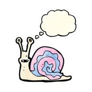 cartoon snail with thought bubble N8