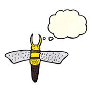 cartoon bug with thought bubble N10