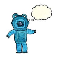 cartoon deep sea diver with thought bubble N9