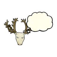 cartoon stag head with thought bubble